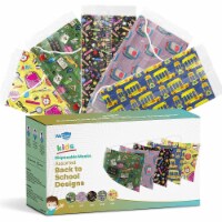 WeCare Individually Wrapped Kids Face Masks, Pack of 50, Assorted Back-To-School Tones