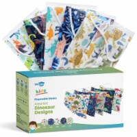 WeCare Individually Wrapped Kids Face Masks, Pack of 50, Assorted Dinosaur Tones