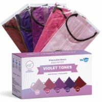 WeCare Individually Wrapped Face Masks, Pack of 50, Assorted Berry Tones