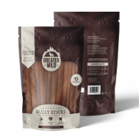 Greater Wild 6 Single-Ingredient Beef Bully Sticks, Natural Dog Treats - 15 Split Sticks