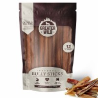 Greater Wild 12 Single-Ingredient Beef Bully Sticks, Natural Dog Treats - 12 Split Sticks
