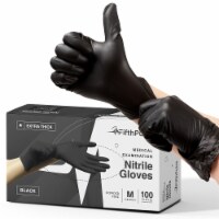 FifthPulse Extra-Thick Disposable Nitrile Medical Gloves, Black, 100 Count - 4.5ML Thickness