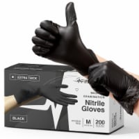 FifthPulse Extra-Thick Disposable Nitrile Medical Gloves, Black, 200 Count - 4.5ML Thickness