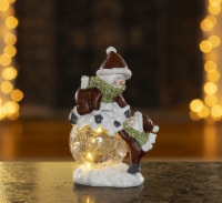VP Home Snowmen Crackled Glass Globe LED Holiday Light Up Christmas Decorations