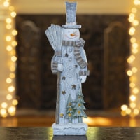 VP Home LED Farmhouse Snowman Decor: Christmas Figurines, Resin Snowman, Lighted Decorations