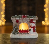 VP Home Christmas Fireplace Snowman Decor LED Lighted Figurines Resin Decorations