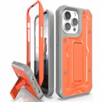 V Case for iPhone 13 Pro with Built-in Screen Protector & Kickstand- Orange
