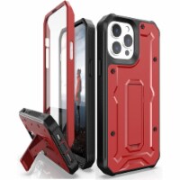 V Case for iPhone 13 Pro Max with Built-in Screen Protector & Kickstand- Red