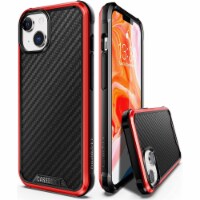 R Series Case for iPhone 14 / iPhone 13 Aluminum Frame Aramid Fiber Kevlar Backplate - Red+