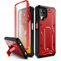V Case for Samsugn Galaxy A12 with Built-in Screen Protector & Kickstand- Red
