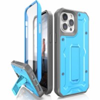 V Case for iPhone 13 Pro Max with Built-in Screen Protector & Kickstand- Blue