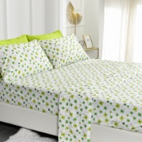 American Home Collection Ultra Soft 4-6 Piece Green Flowers Bed Sheet Set King