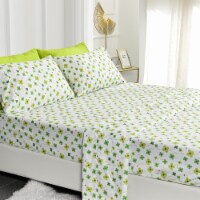 American Home Collection Ultra Soft 4-6 Piece Green Flowers Bed Sheet Set King