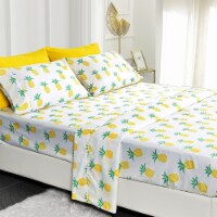 American Home Collection Ultra Soft 4-6 Piece Pineapple Bed Sheet Set Queen