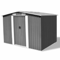 vidaXL Garden Storage Shed Gray Metal 101.2 x80.7 x70.1