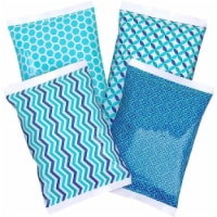 Thrive 4 Pack Small Reusable Ice Packs for Lunch Box or Cooler BPA Free, Blue Geometric