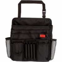 Lusso Gear Hanging Car Seat Organizer for Front or Backseat Black with Red Stitching, Black