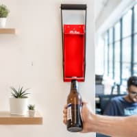 McKay 12 oz. Metal Can Crusher, Heavy-Duty Wall-Mounted Smasher - Red