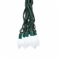 25 Foot C9 LED Ceramic Outdoor Christmas String Light Set, Pure White, Green Wire