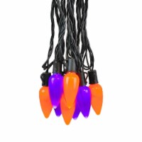 25 Foot C9 LED Ceramic Outdoor Christmas String Light Set, Purple/Orange, Green Wire