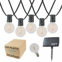 Novelty Lights 25 Foot Solar G40 LED Hanging Patio Outdoor String Lights
