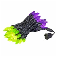 70 Light C6 True Twinkle LED Christmas Mini Light Set, Purple/Lime Green, Green Wire, 24 Feet