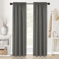 Kate Aurora 2 Piece Hamptons Semi Sheer Curtain Panels - 84 in. Long - Gray