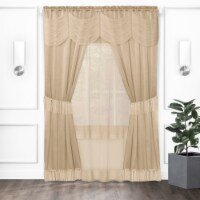 Kate Aurora Satin Chic Attached Curtain, Tiebacks & Valance Set - 84 in. Long - Taupe
