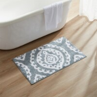 Kate Aurora 100% Cottoned Non Slip Bath Rug - 20 in. W x 32 in. L - Gray