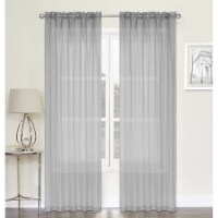 Kate Aurora Chic Living Jillian 2 Piece Sheer Curtain Panels - 84 in. Long - Silver