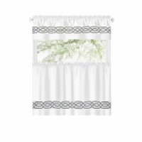 Kate Aurora Pacifico 3 Piece Kitchen Curtain Set - 36 in. Long - White