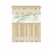 Kate Aurora Pacifico 3 Piece Kitchen Curtain Set - 24 in. Long - Tan