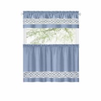 Kate Aurora Pacifico 3 Piece Kitchen Curtain Set - 24 in. Long - Blue