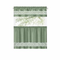 Kate Aurora Pacifico 3 Piece Kitchen Curtain Set - 24 in. Long - Sage