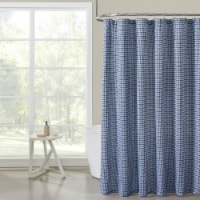 Hotel Collection Premium Waffle Weave Fabric Shower Curtain by Kate Aurora - Navy