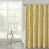 Hotel Collection Premium Waffle Weave Fabric Shower Curtain by Kate Aurora - Ochre/Yellow