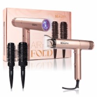 AirFold - Ionic Foldable Dryer + Blowout Brush Set with 2 Detachable Heads