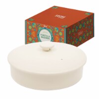 Chef Tacos Ceramic Tortilla Warmer, 8", Cream, Tortilla Holder Container