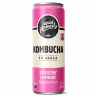 Liquid Remedy Organic No Sugar Raspberry Lemonade Kombucha Drink Can Perspective: Main