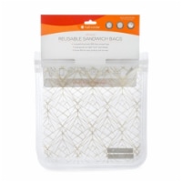 Full Circle Geometric Reusable Lunch Bag Set - White/Gold