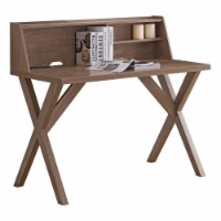 Smart Home Furniture 2-Shelf Contemporary Wood Writing Desk in Hazelnut Brown