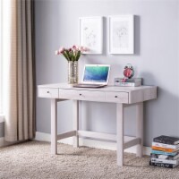 Smart Home Furniture 3-Drawer Contemporary Wood Desk in White Oak