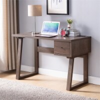 Smart Home Furniture 1-Drawer Contemporary Wood Writing Desk in Walnut Oak