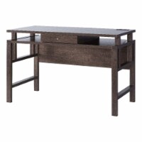 Smart Home Furniture 1-Shelf Contemporary Wood Desk in Walnut Oak