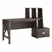 Smart Home Furniture 2-Shelf Contemporary Wood Desk in Walnut Oak