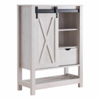 Smart Home Furniture 5-Shelf Contemporary Wood Wine Cabinet in White Oak