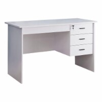 Smart Home Furniture 3-Drawer Contemporary Wood Executive Desk in White