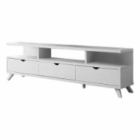 Smart Home Furniture 3-Shelf Wood TV Stand for TVs up to 75  in White