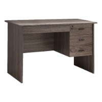 Smart Home Furniture 3-Drawer Wood Executive Desk in Distressed Gray