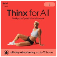Thinx for All Women's Everyday Comfort Brief Leakproof Period Underwear, Size Small, Black Perspective: Main